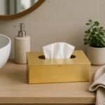 Caja Porta Pañuelos Organizador Acero Inoxidable Otten Dorado