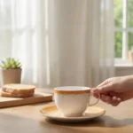 Set x 6 Taza de Te + Plato Porcelana Schmidt Esfera Color Naranja - Imagen 6