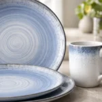 Juego Set X 18 Piezas Esfera Schmidt Porcelana Color Celeste - Imagen 2