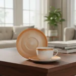 Set x 6 Taza de Te + Plato Porcelana Schmidt Esfera Color Naranja - Imagen 7