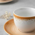Set x 6 Taza de Te + Plato Porcelana Schmidt Esfera Color Naranja - Imagen 5