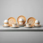 Set x 6 Taza de Te + Plato Porcelana Schmidt Esfera Color Naranja - Imagen 4