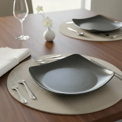 PLATO POSTRE CUADRADO 19 CM MELAMINA REFORZADA NEGRA