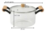 Olla De Vidrio Templado Con Tapa Y Asas Bambu 4.5 Lts Otten Transparente - Imagen 5