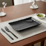 PLATO RECTANGULAR 2 DIVISIONES 20 CM MELAMINA REFORZADA NEGRA