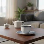 Set x 6 Taza De Té + Plato Porcelana Schmidt Esfera Color Celeste - Imagen 6