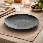 PLATO PLAYO 25 CM MELAMINA REFORZADA COLOR NEGRO