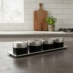 Set X 4 Especieros Condimenteros Imantados Con Base Acero Plateado/negro - Imagen 5