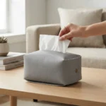 CAJA DE PAÑUELOS ECOCUERO NEGRO -OTTEN -